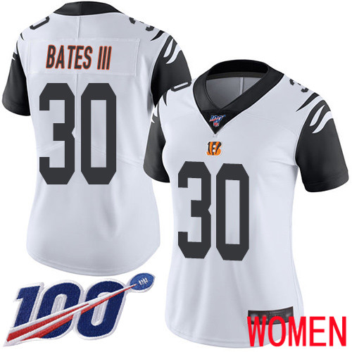 Cincinnati Bengals Limited White Women Jessie Bates III Jersey NFL Footballl #30 100th Season Rush Vapor Untouchable->->Women Jersey